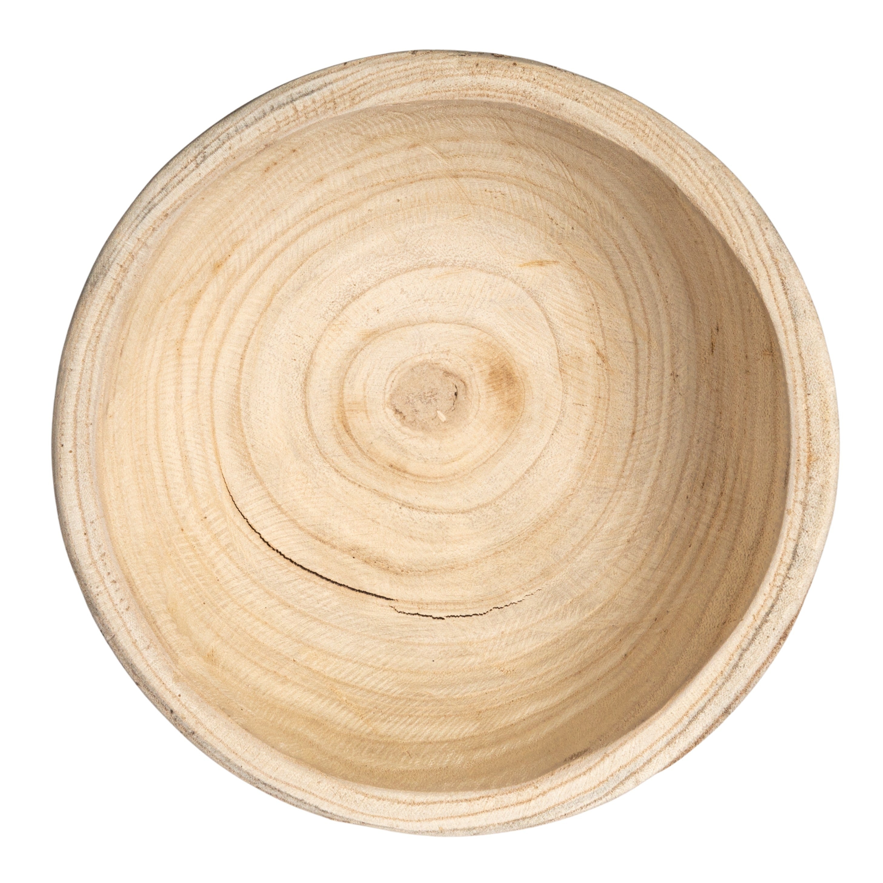 Round Paulownia Wood Pedestal Bowl, Natural